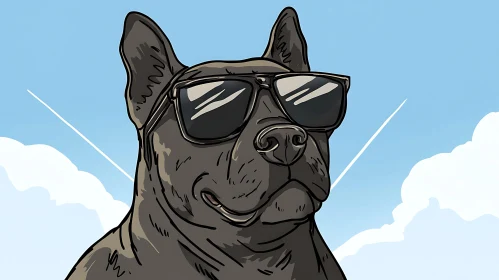 Stylized Dog with Sunglasses Illustration