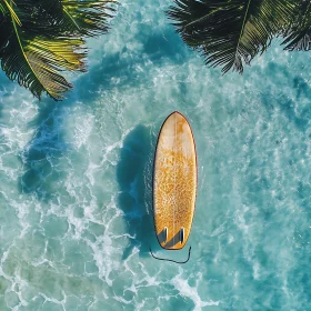 Azure Waters and Surfboard