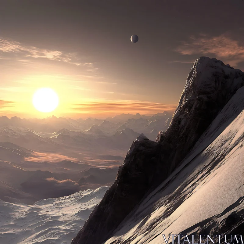 Mountain Sunrise Landscape AI Image