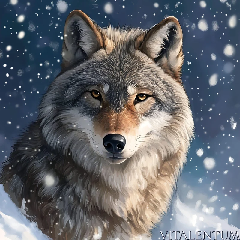 Winter Wolf Portrait AI Image