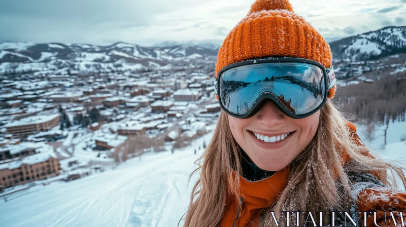 Skiing and Snow Adventure Selfie AI Image