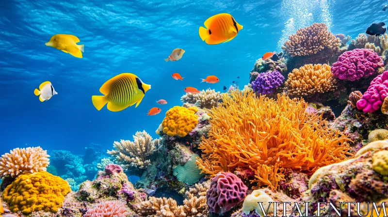 AI ART Colorful Fish Swimming Near Coral Reef