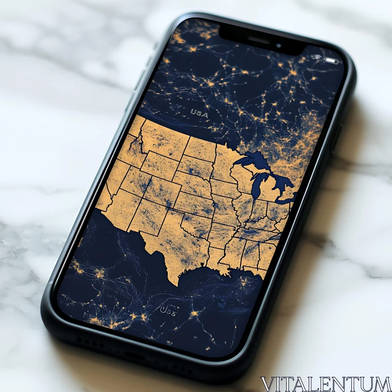 USA Night Lights on Mobile AI Image