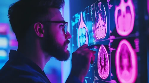Medical Professional Examining Brain Scans