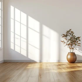Bright Room with Plant and Sunlight
