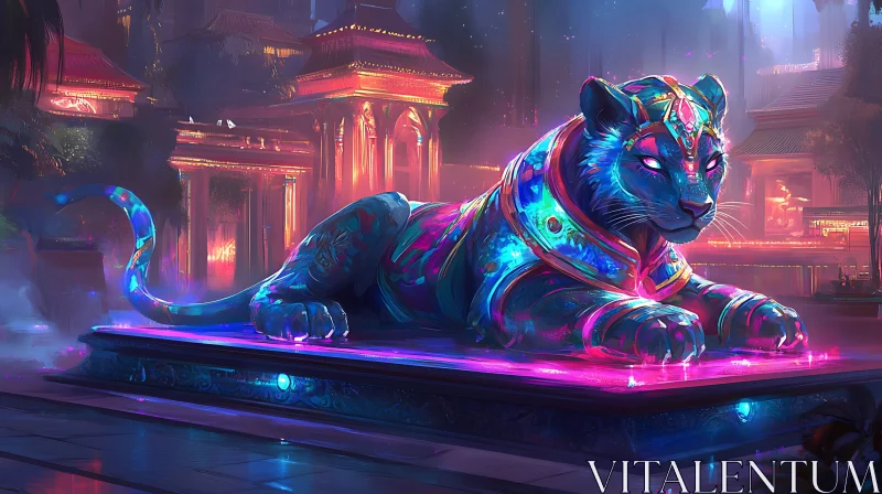 AI ART Neon Panther: A Regal Luminescence