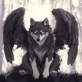 Mystical Winged Wolf Sentinel