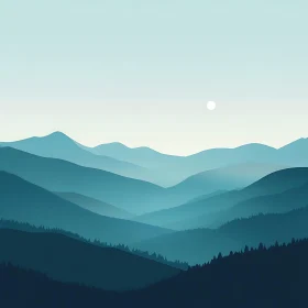 Layered Blue Mountain Serenity Scene