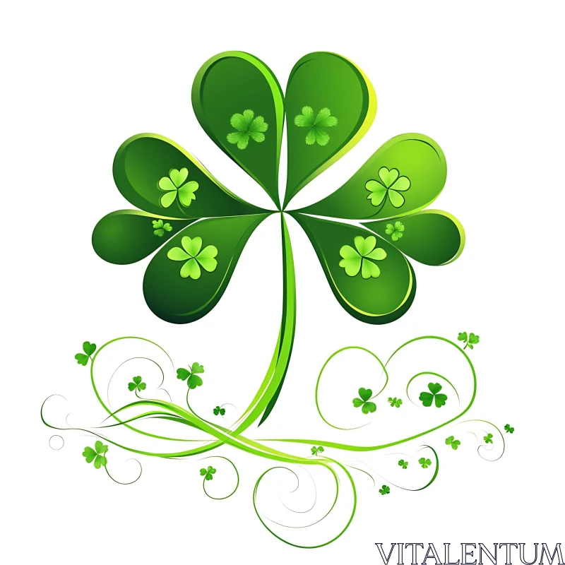 Ornamental Green Clover on White Background AI Image