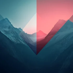 Abstract Mountain Range with Geometric Overlay