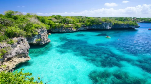 Island Getaway: Turquoise Waters and Green Cliffs