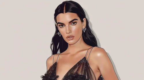 Elegant Illustration of Kendall Jenner