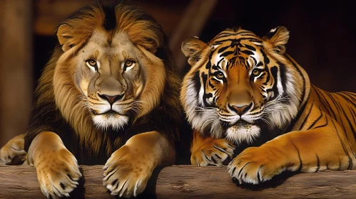 Majestic Lion and Tiger Portrait