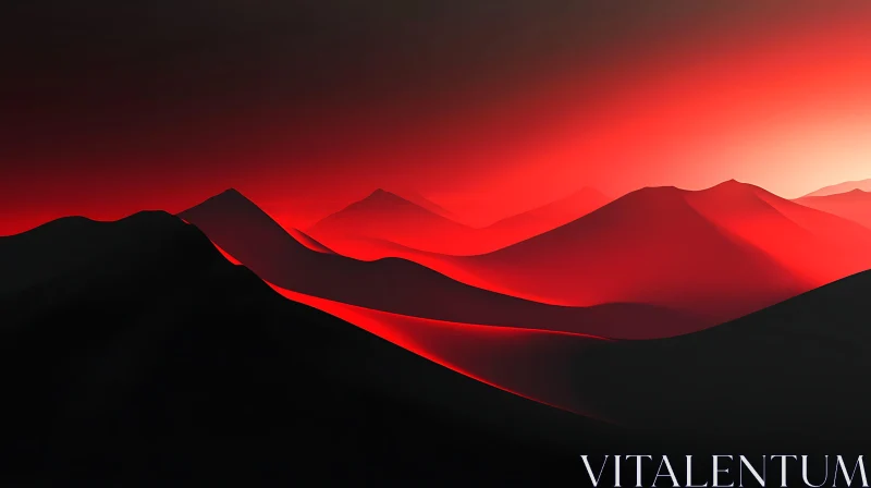 Crimson Peaks: An Abstract Mountain View AI Image