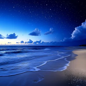 Starry Night Seascape Beach Calm