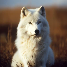 Arctic Wolf in Golden Field