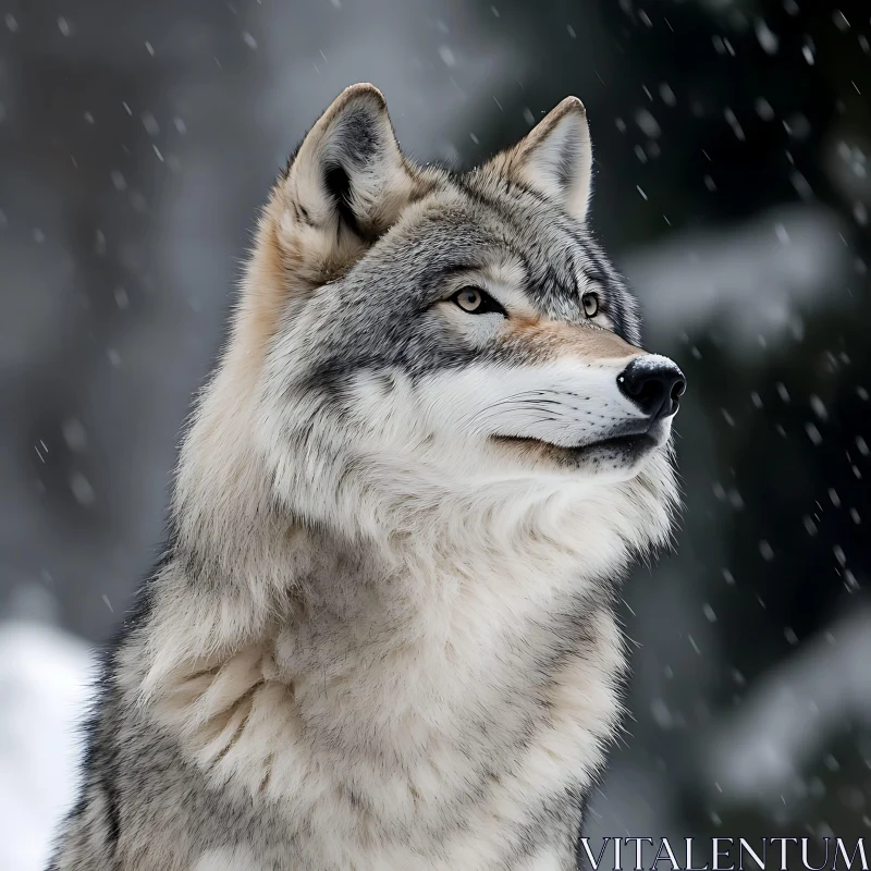 AI ART Portrait of a Wolf in Winter