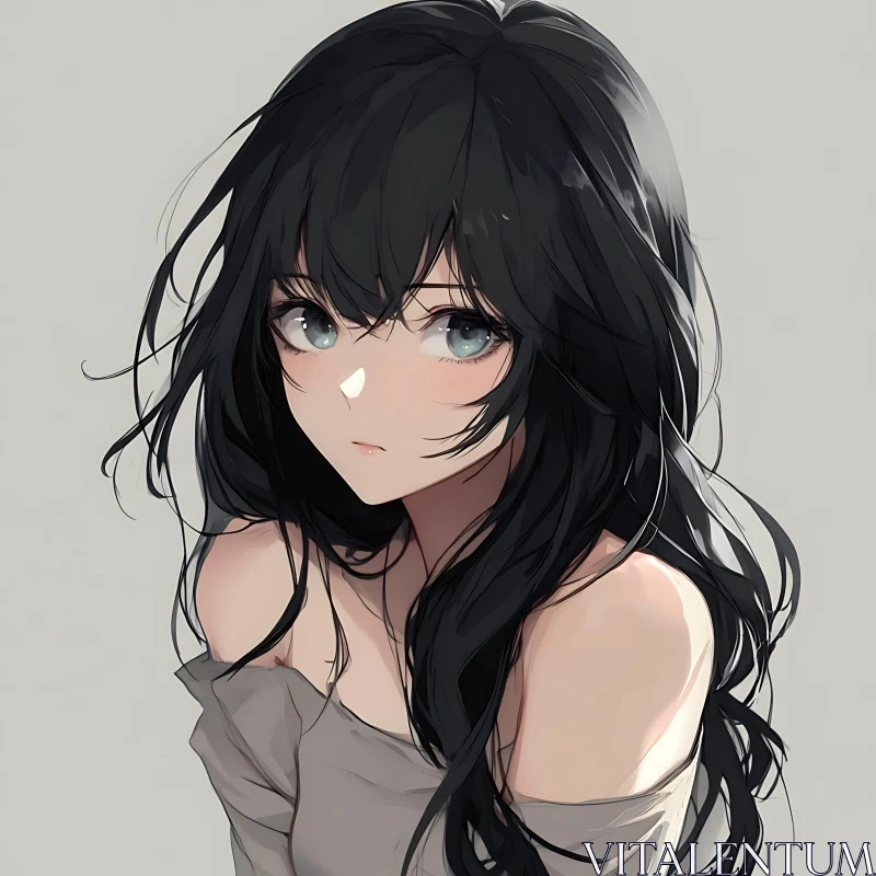 AI ART Illustrative Anime Girl Portrait with Striking Features