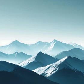 Blue Toned Mountain Range Landscape