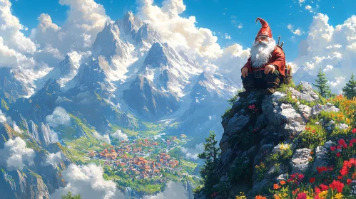 Scenic Mountain View with Gnome