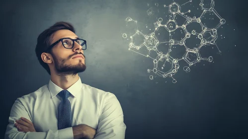Thoughtful Man and Molecule