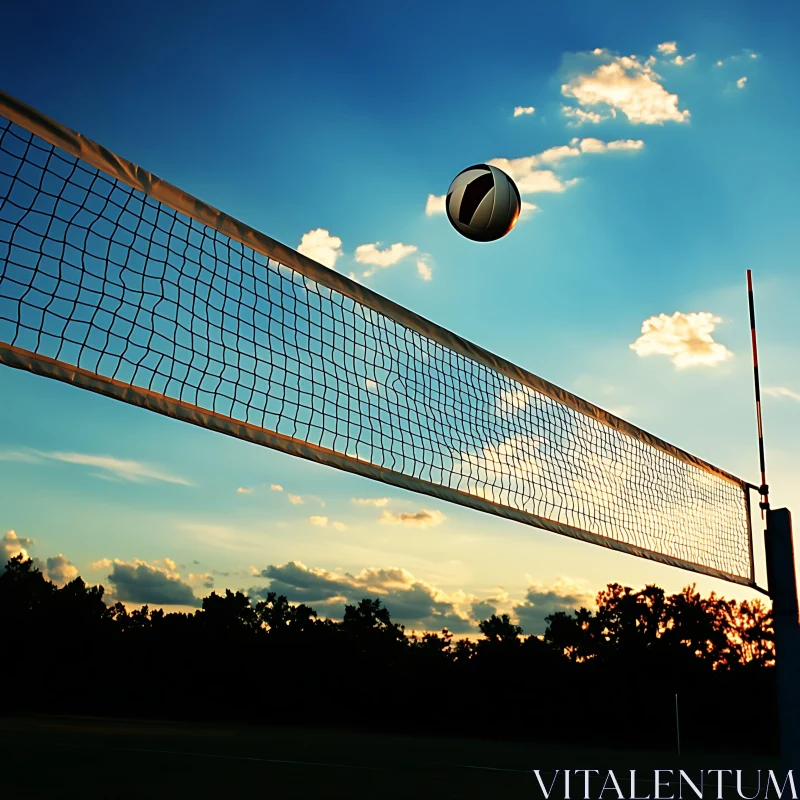 AI ART Volleyball Game at Sunset