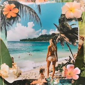 Island Paradise Collage with Ocean View