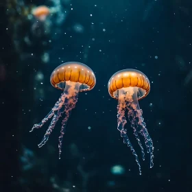 Two Jellyfish in the Ocean's Embrace