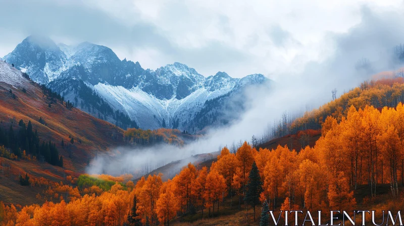 Autumnal Mountains Landscape AI Image