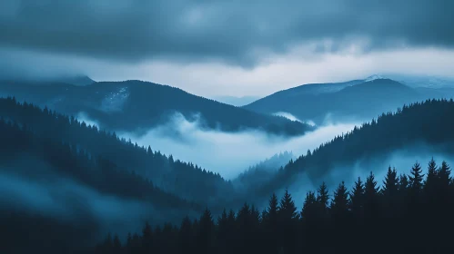 Ethereal Mountain Vista with Fog