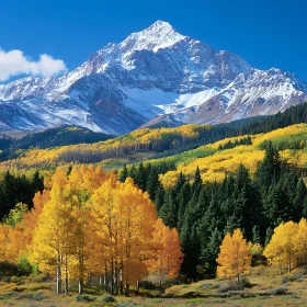 Autumn Scenery with Mountain View