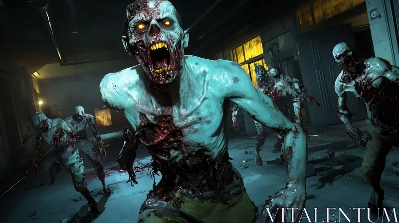 Chilling Zombie Encounter: A Macabre Dance AI Image