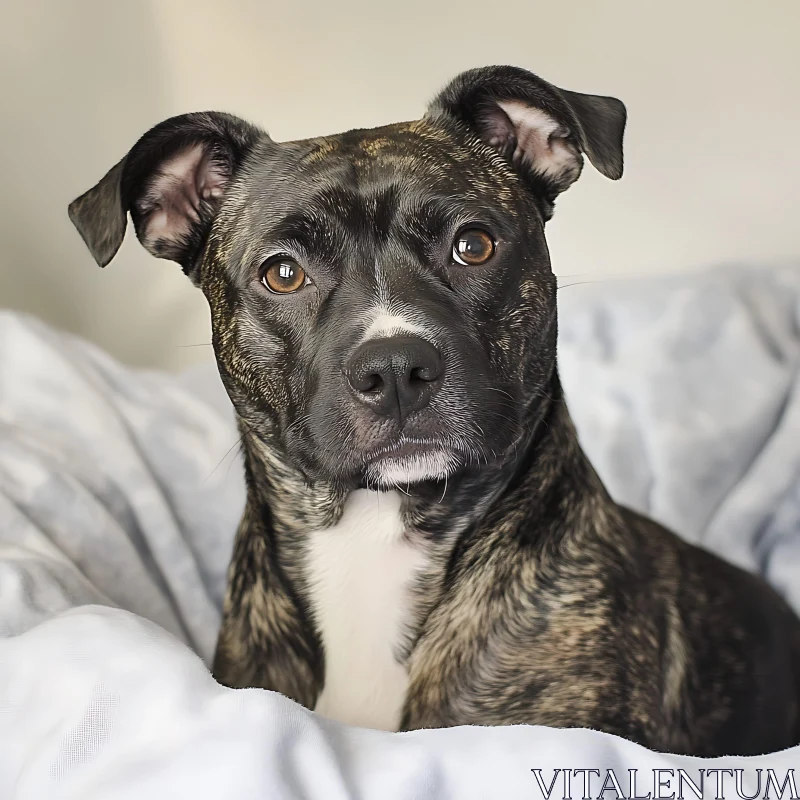 Detailed Portrait of a Brindle-Coated Dog AI Image