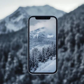 Winter Mountain Scene on Mobile Device
