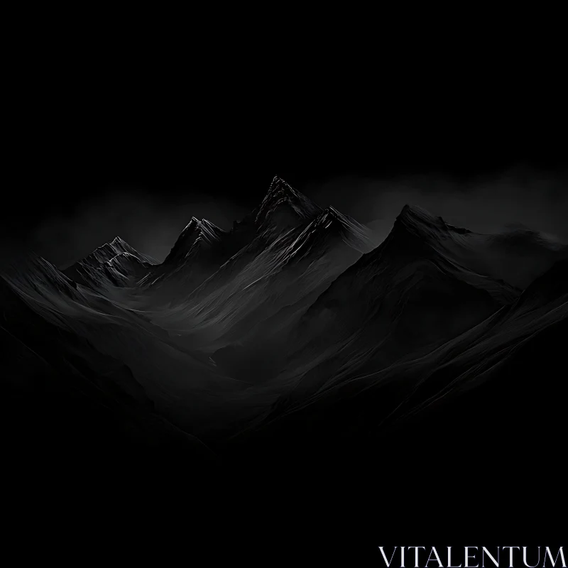 Monochromatic Mountain Peaks in Shadow AI Image