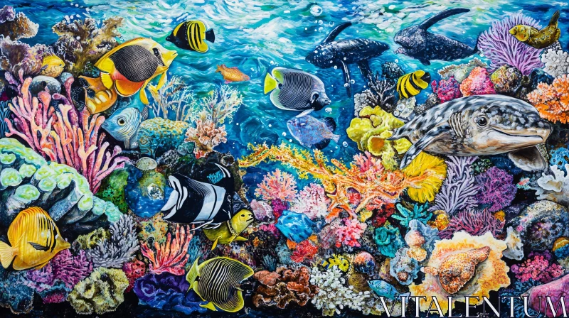 Underwater Scene with Tropical Fish AI Image