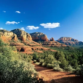 Scenic Mountain View with Red Rock Formations