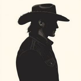 Monochrome Cowboy Silhouette Art