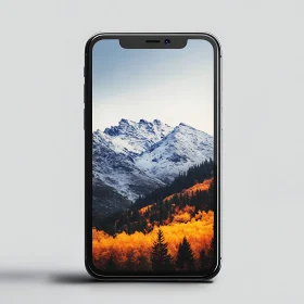 Mobile Wallpaper of Snowy Peaks and Autumn Trees