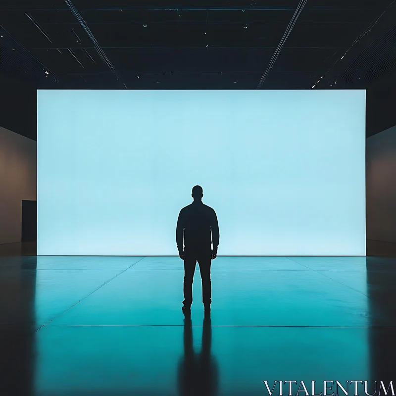 AI ART Figure in Gallery with Illuminated Screen