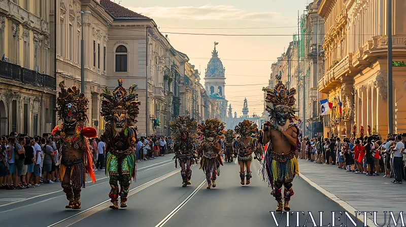 Colorful Parade in the City AI Image