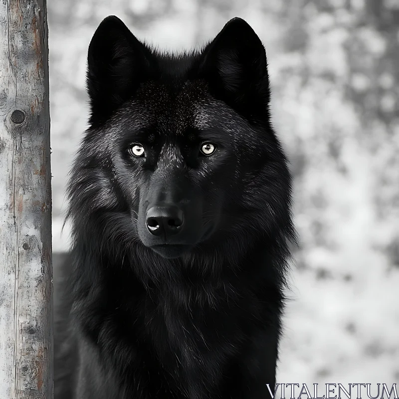 Monochrome Wolf Stare AI Image