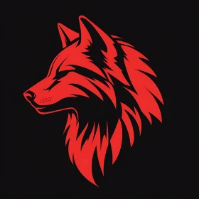 Crimson Wolf Profile on Black Background