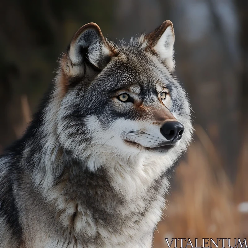 Close-up of a Gray Wolf AI Image