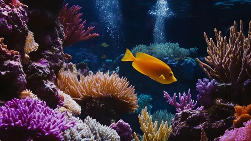 Underwater scene with fish and coral