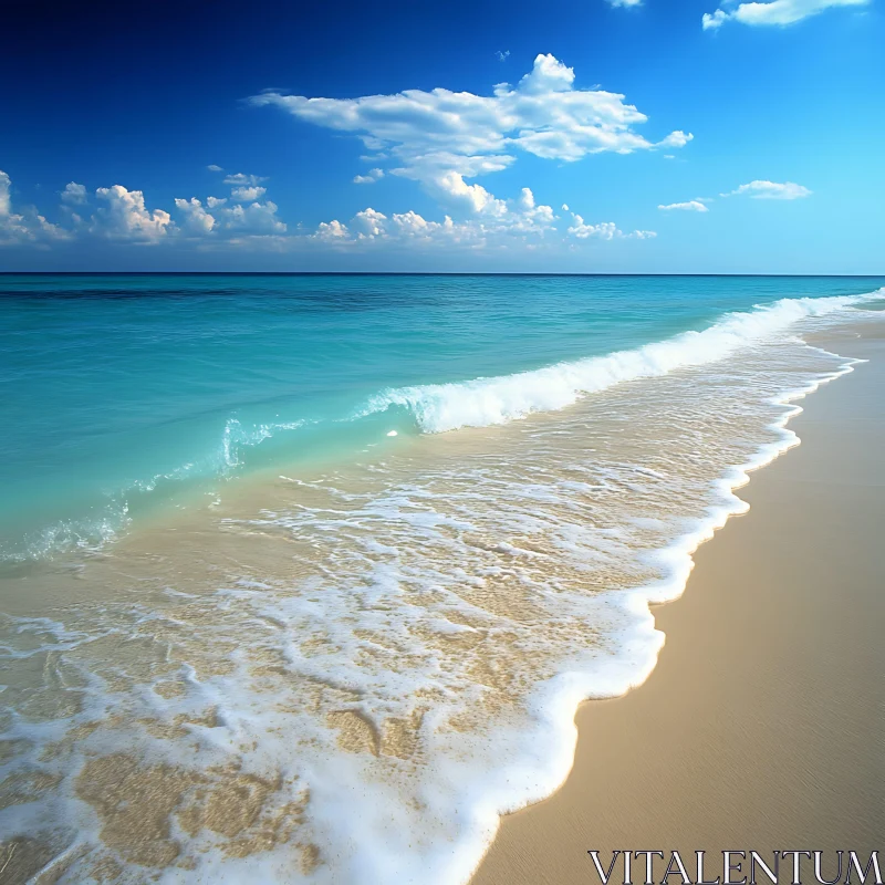 AI ART Coastal Serenity: Waves and White Sand