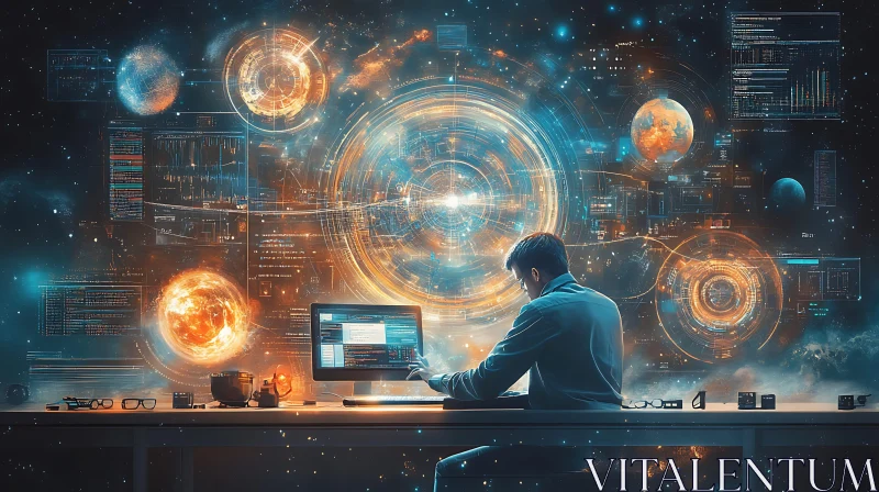 Man coding in space AI Image