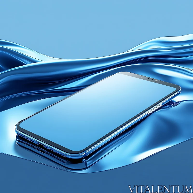 AI ART Futuristic Blue Themed Smartphone Design