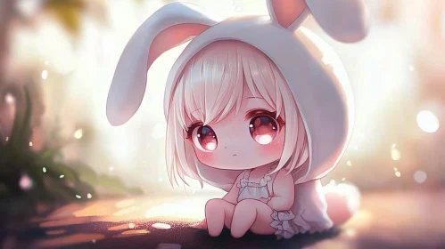 Anime Chibi Girl with Bunny Ears