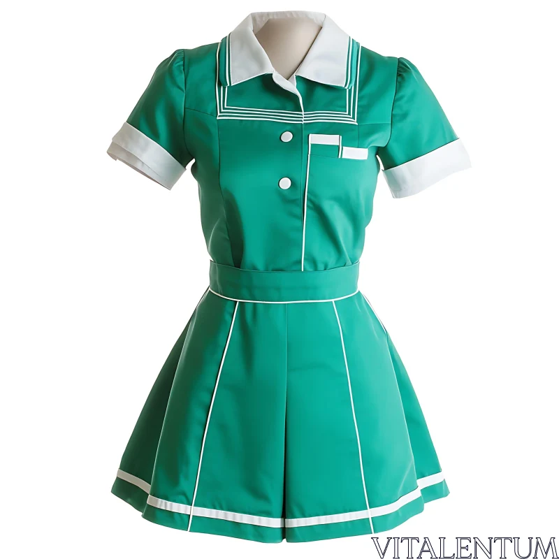 Elegant Green Uniform Dress AI Image